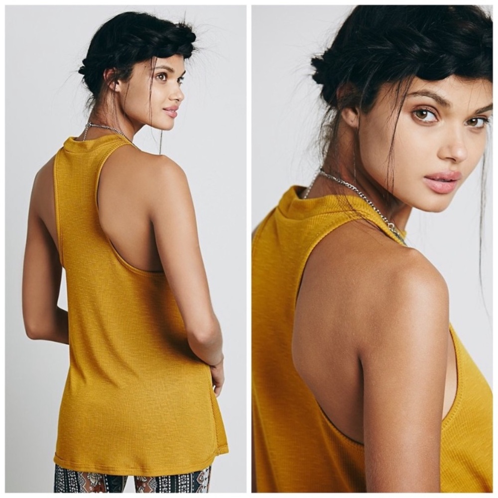 FREE PEOPLE Racerback mock neck tank S - Picture 2 of 2